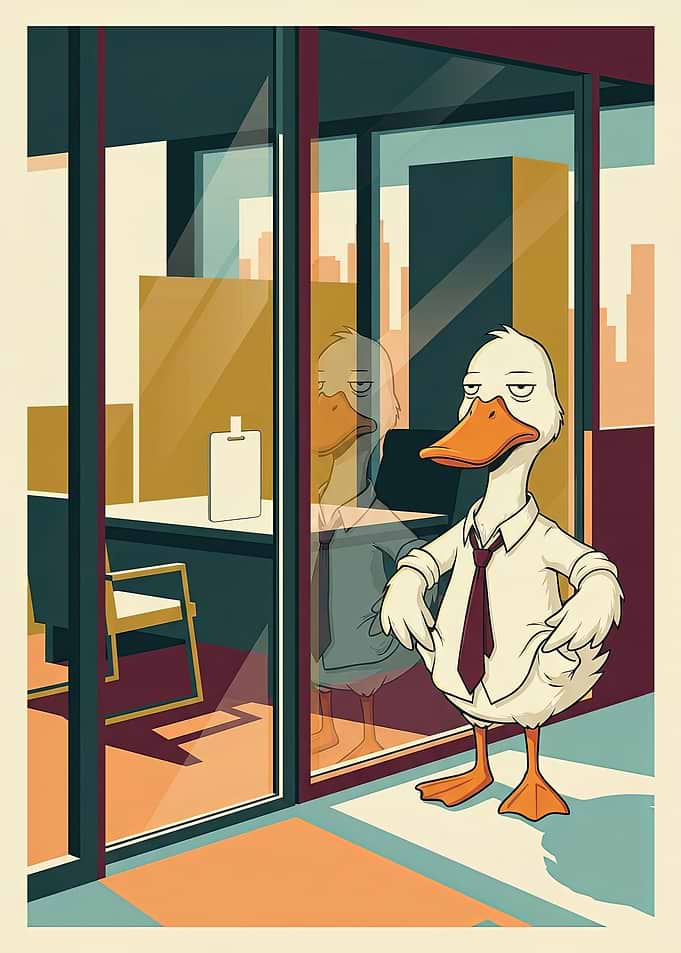 Tired Office Duck in Business Attire