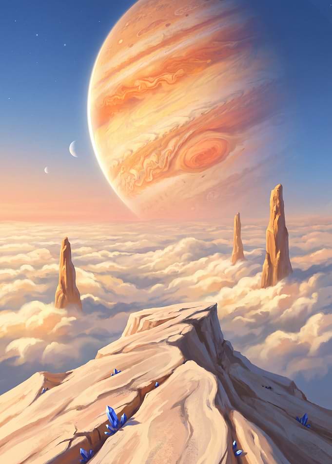 Gas Giant Rising Over Alien Cloud Sea