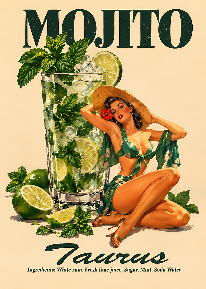 Vintage Mojito Pin-Up Poster