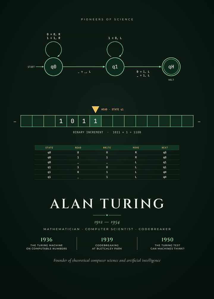 Alan Turing - Turing Machine State Diagram Art