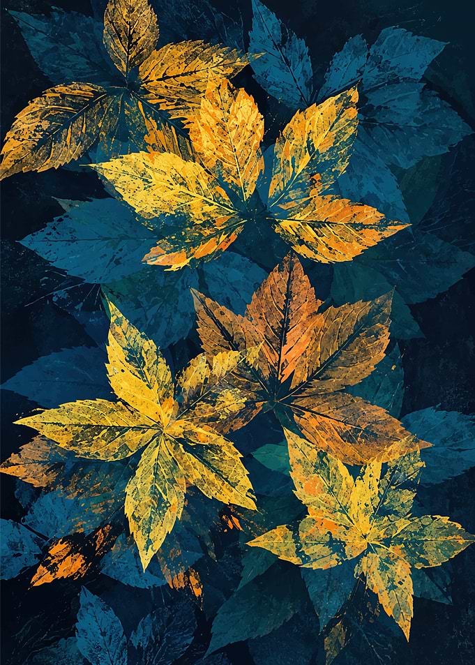 Abstract Golden Autumn Leaves Pattern