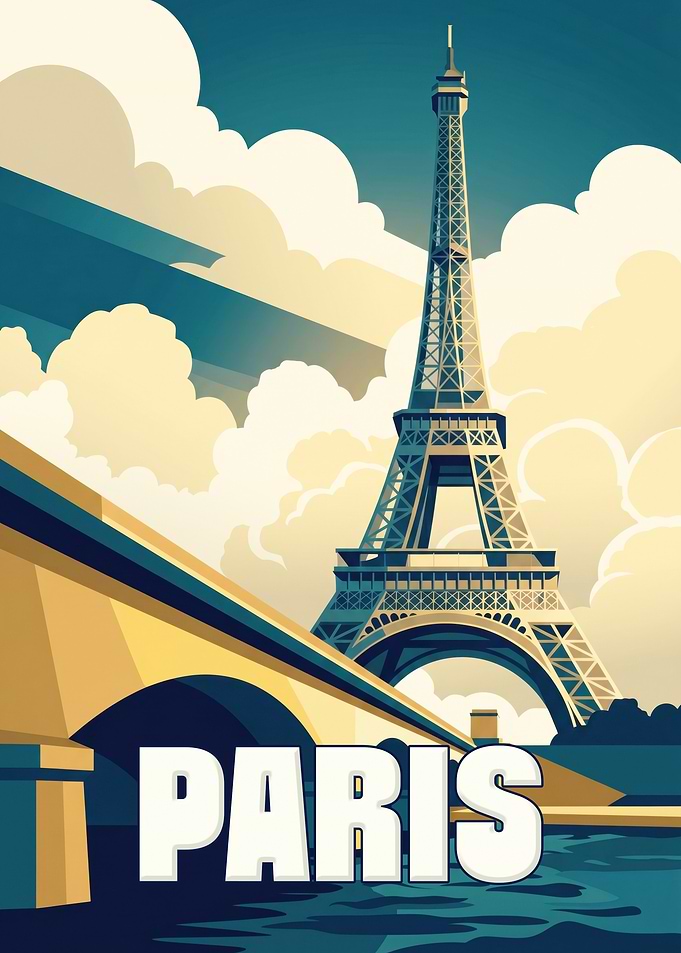 Vintage Style Paris Travel Poster