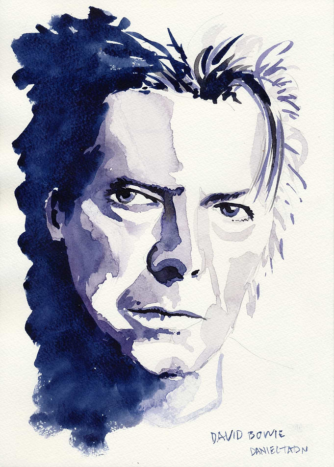 Watercolor Portrait of David Bowie