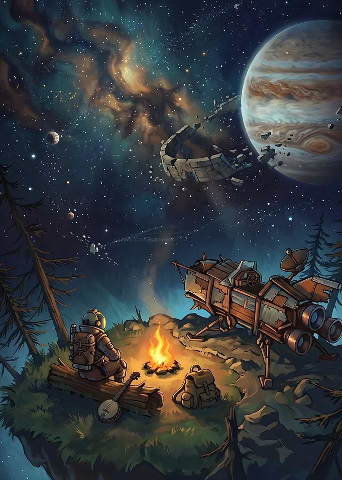 Outer Wilds Astronaut Camping in Space