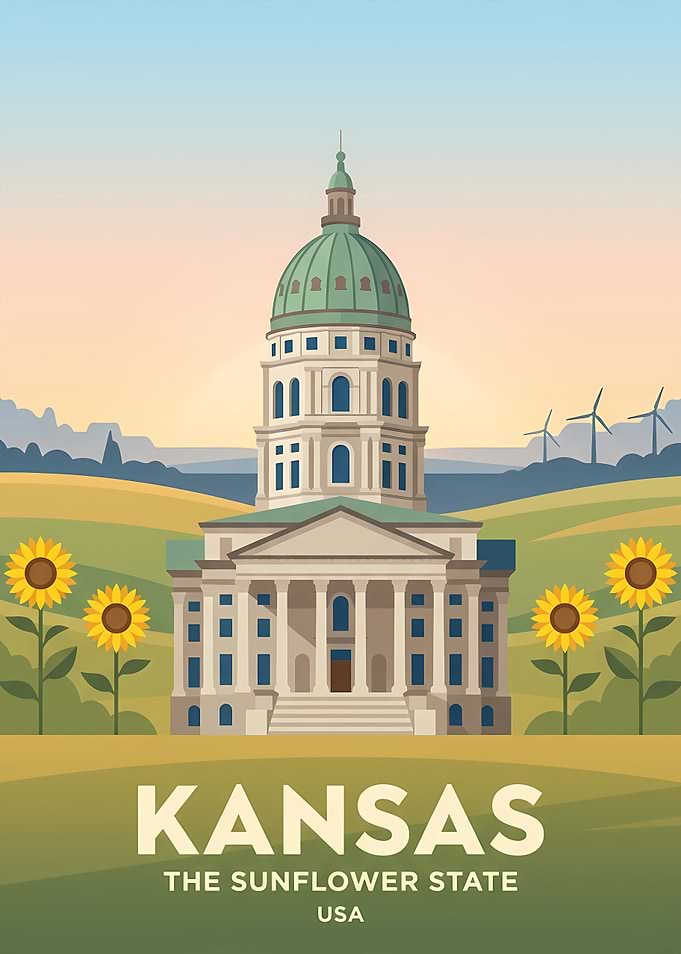 Kansas State Capitol Travel Poster