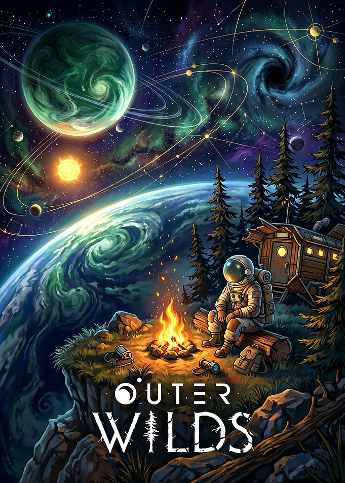 Outer Wilds Astronaut Campfire Scene
