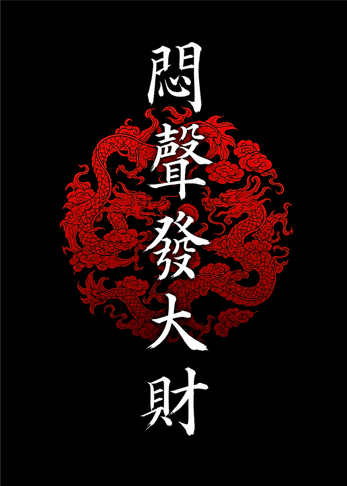 Red Dragon Chinese Calligraphy Poster
