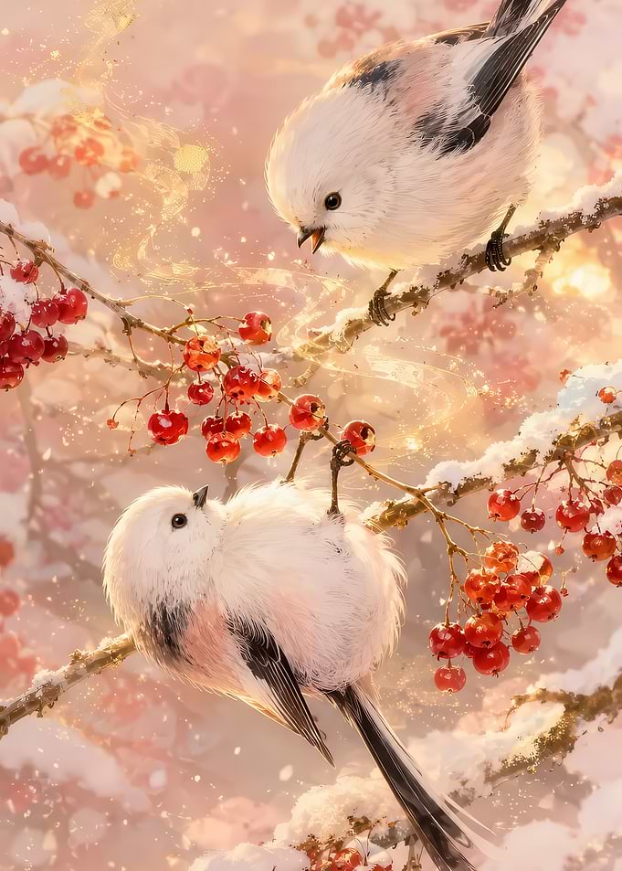Two Long-Tailed Tits in Winter