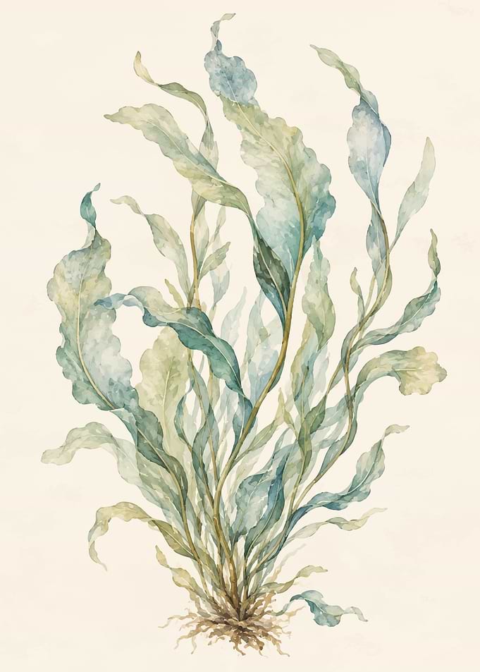 Watercolor Seaweed Botanical Illustration