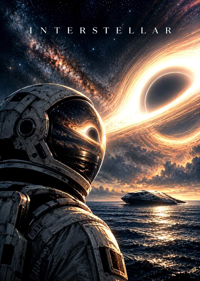 Interstellar Movie Poster Astronaut Black Hole