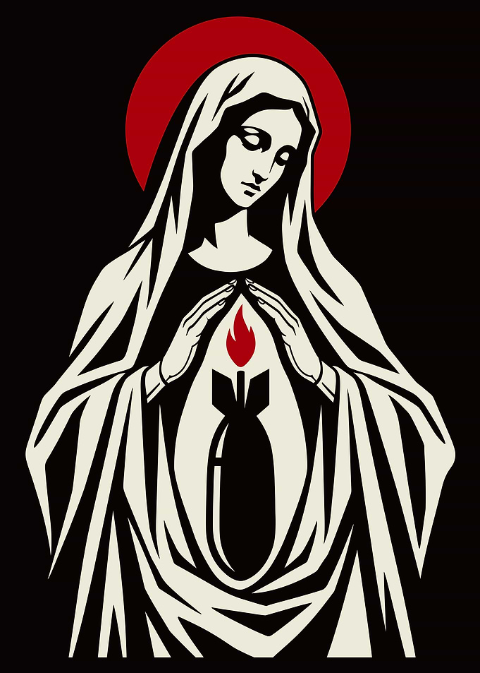 Virgin Mary with Bomb Icon