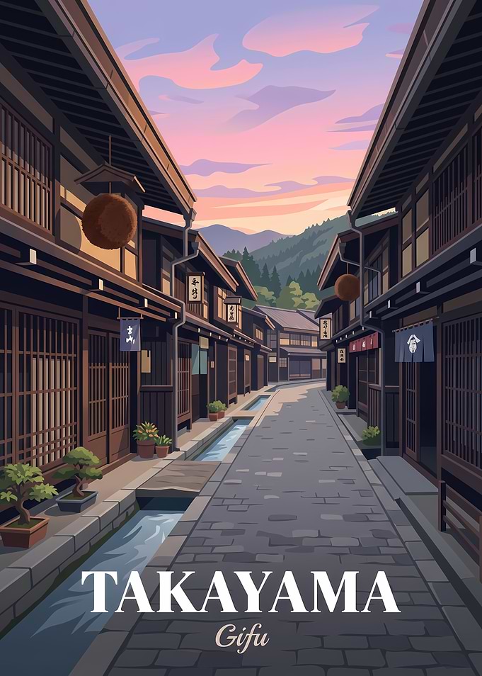 Takayama Gifu Japan Travel Poster