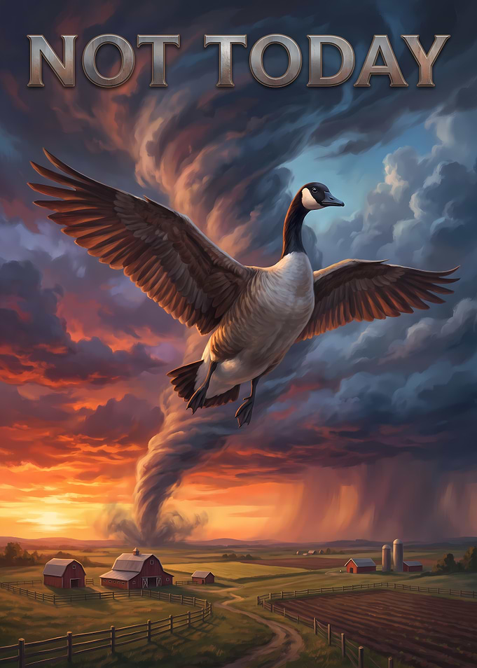Not Today Goose Tornado Poster