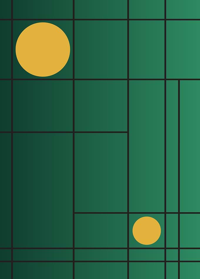 Emerald Drift No. 1 Green and Gold Art Deco Geometric Art