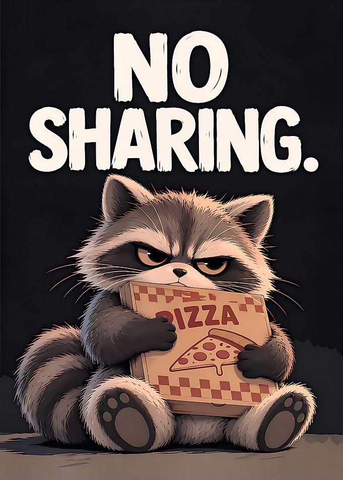 Grumpy Raccoon With Pizza Box