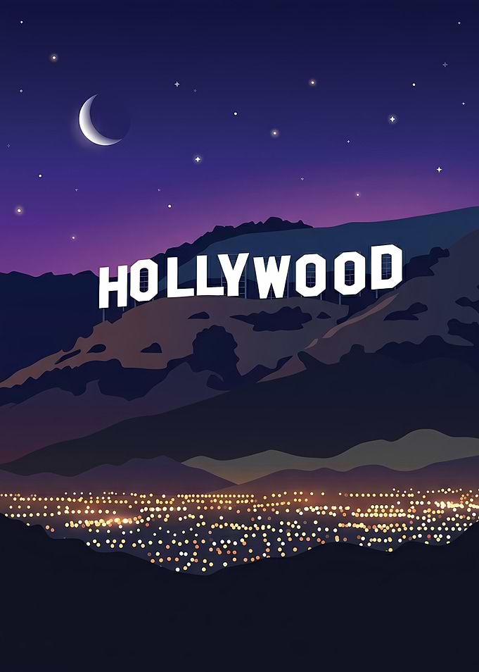 Hollywood Sign at Night