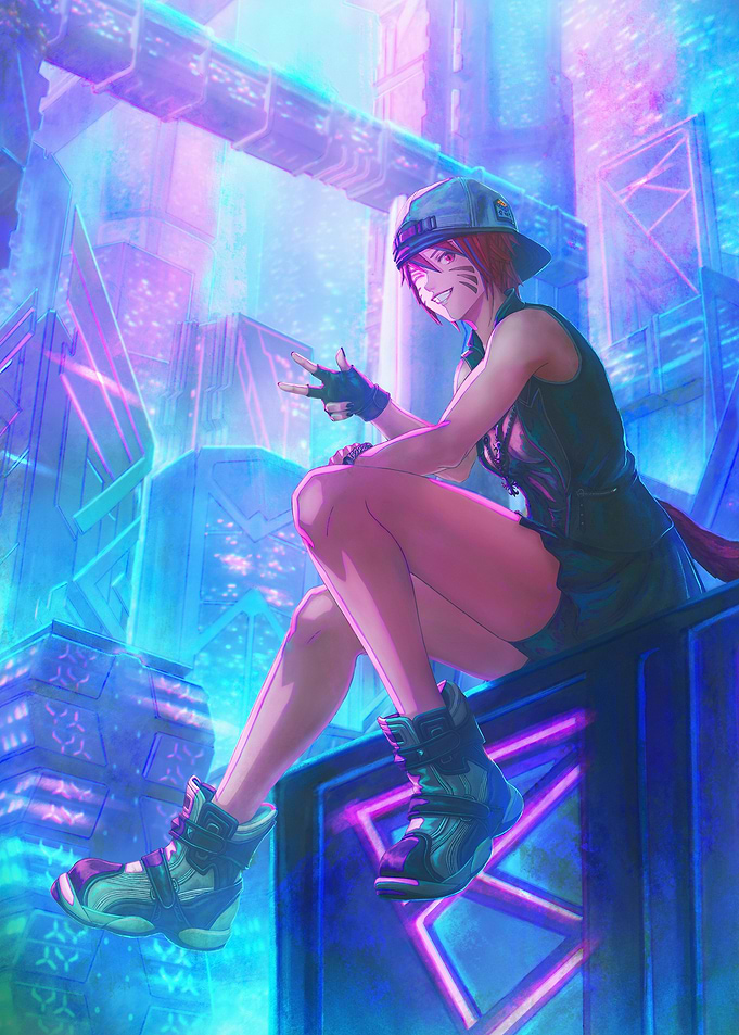 Cyberpunk Anime Girl in Neon City