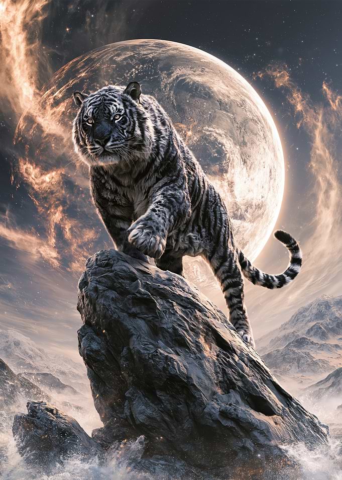 Majestic Black Tiger on Cosmic Peak