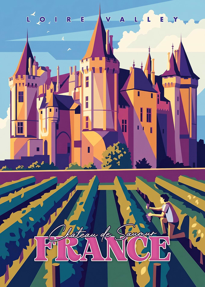 Chateau de Saumur France Travel Poster