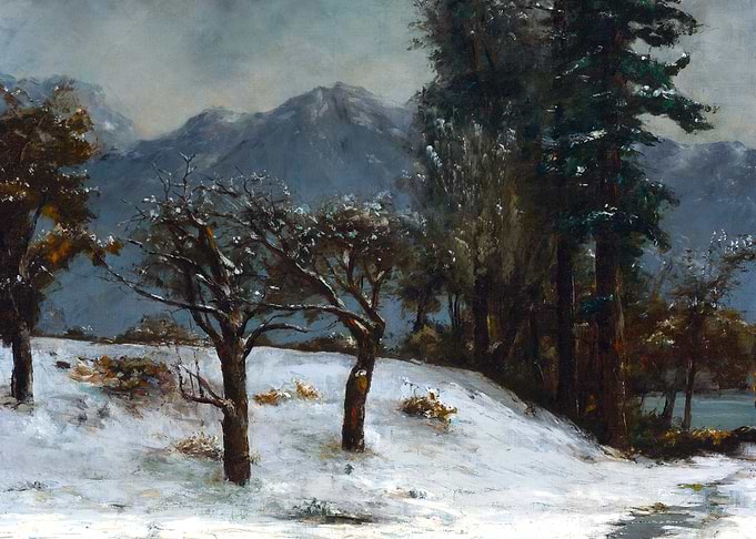 Snow by Gustave Courbet Winter Landscape Painting