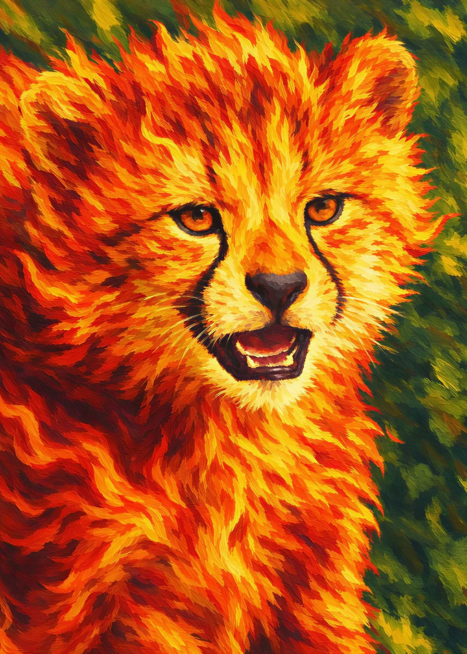Fiery Cheetah Cub Portrait