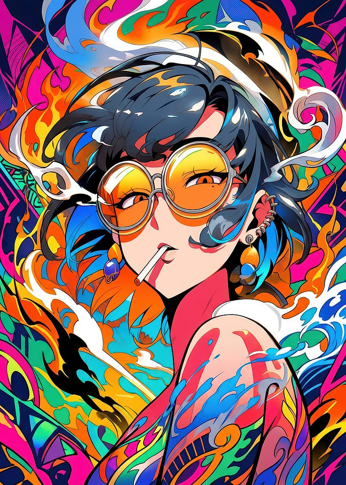 Girl with Graffiti Background anime-inspired