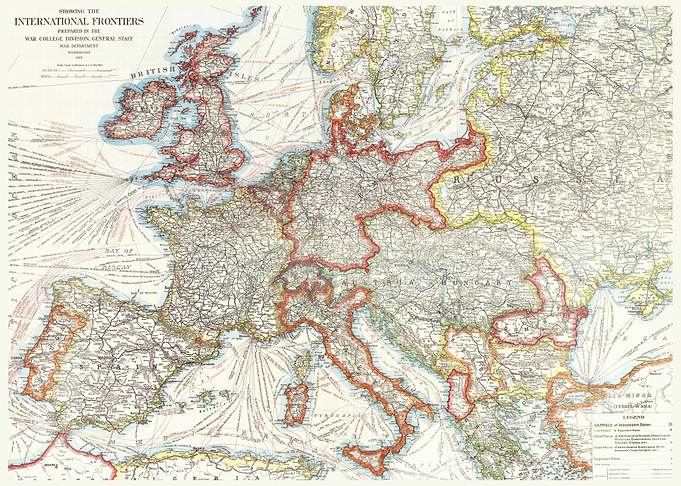 1918 Historical Map of European Frontiers