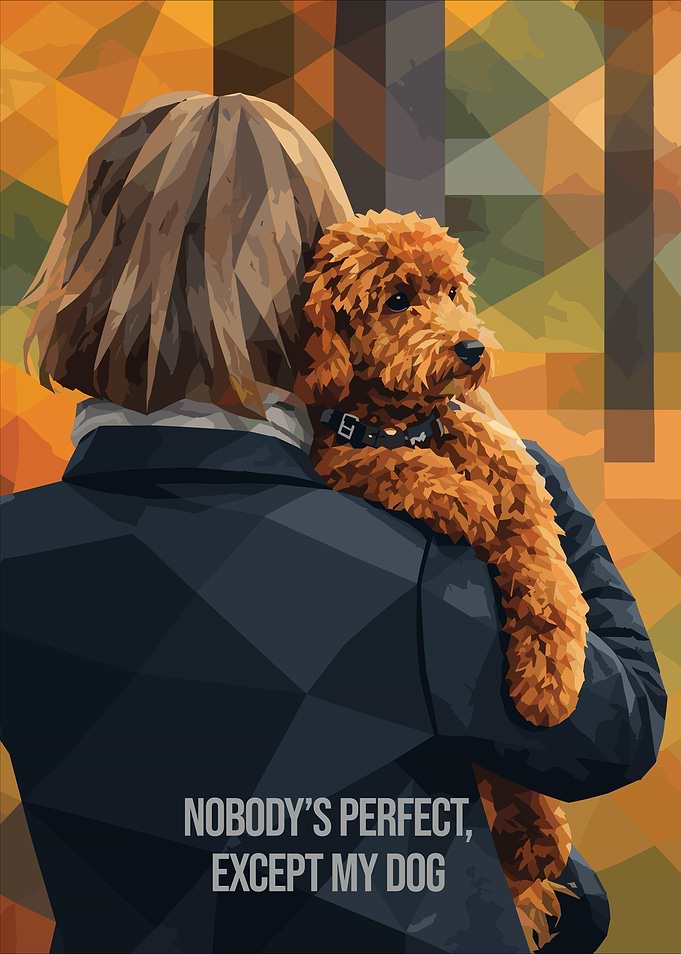 Person Holding Dog Low Poly Art