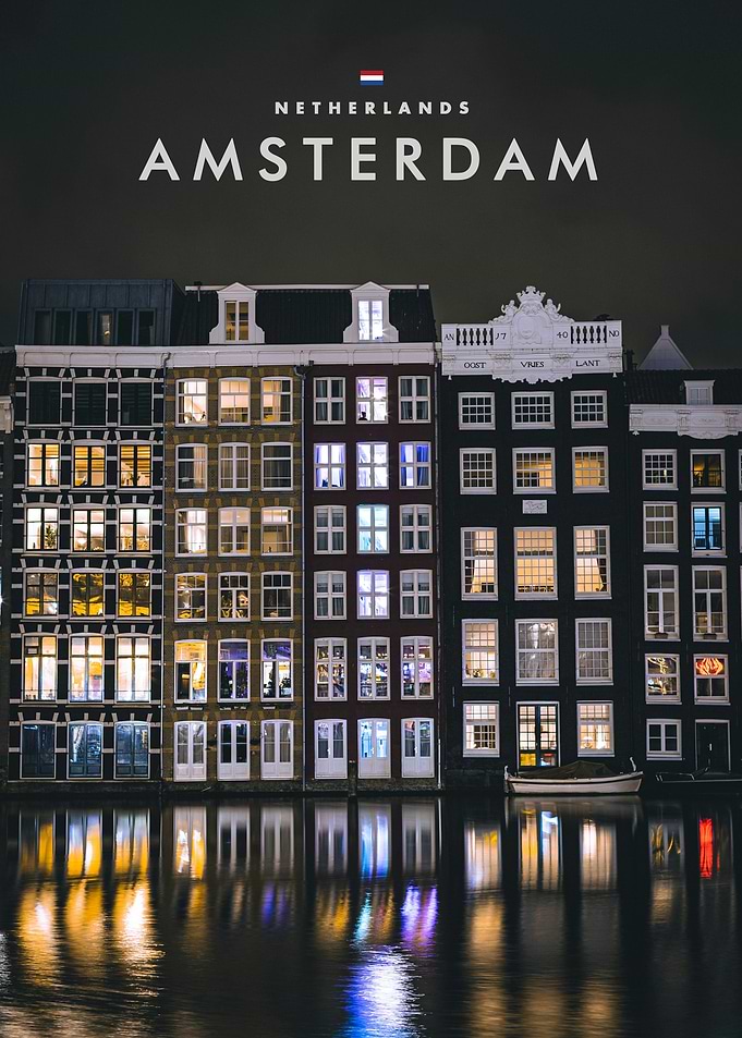 Amsterdam Canal Houses at Night