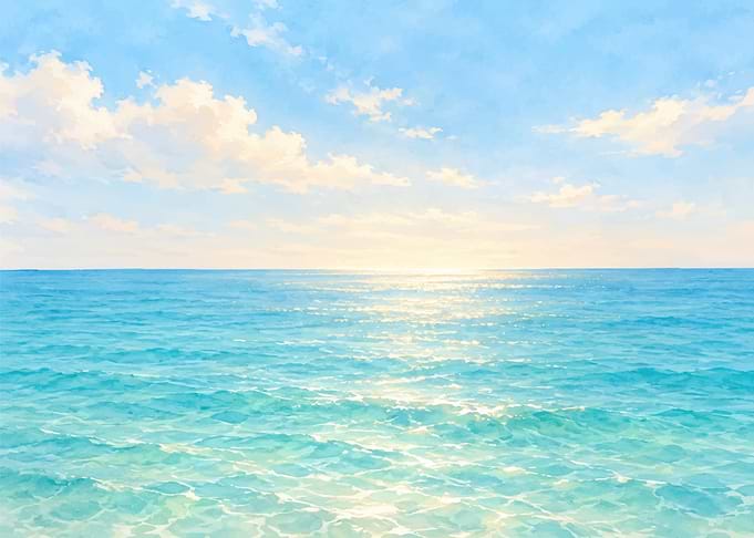 Serene Tropical Ocean Sunrise Painting