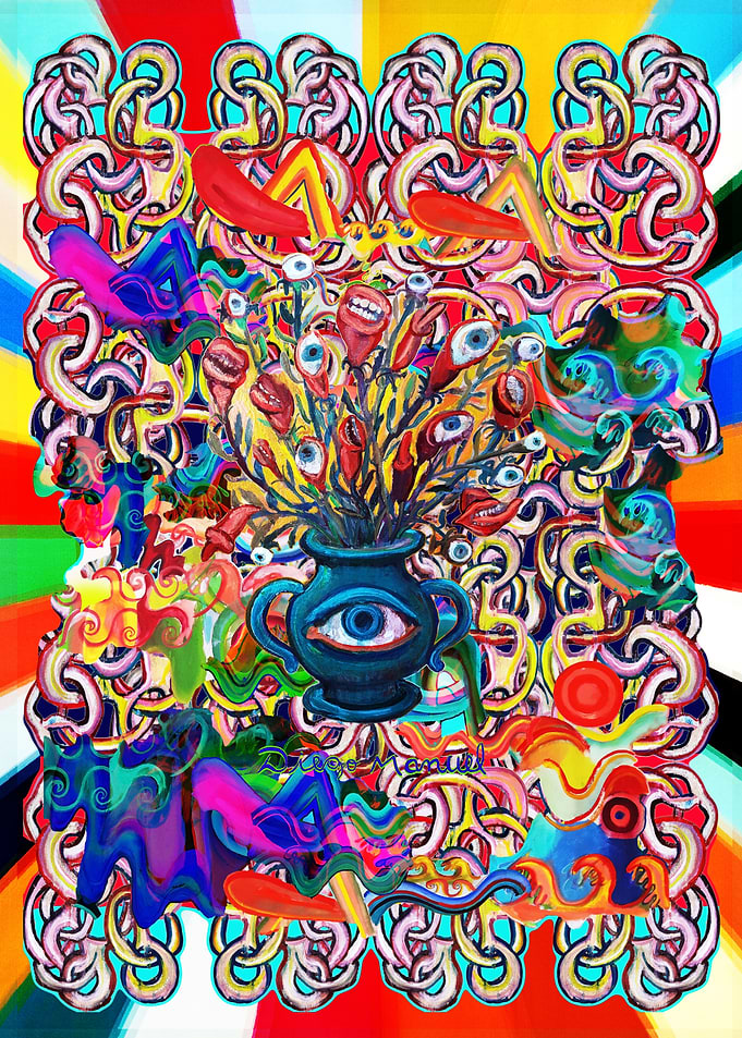 Surreal Eye Vase Abstract Art