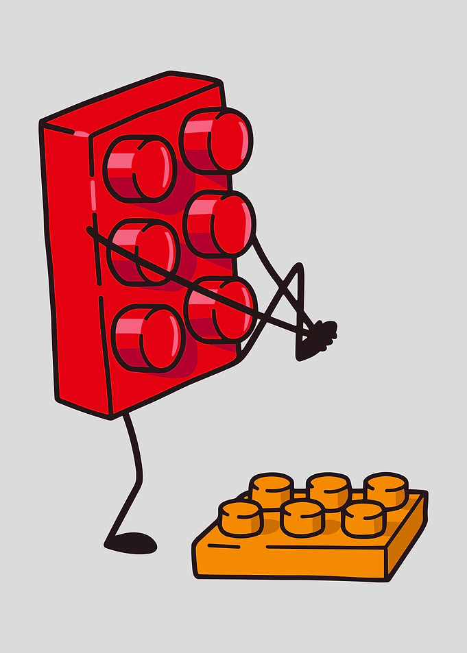Cartoon Red Lego Brick Character