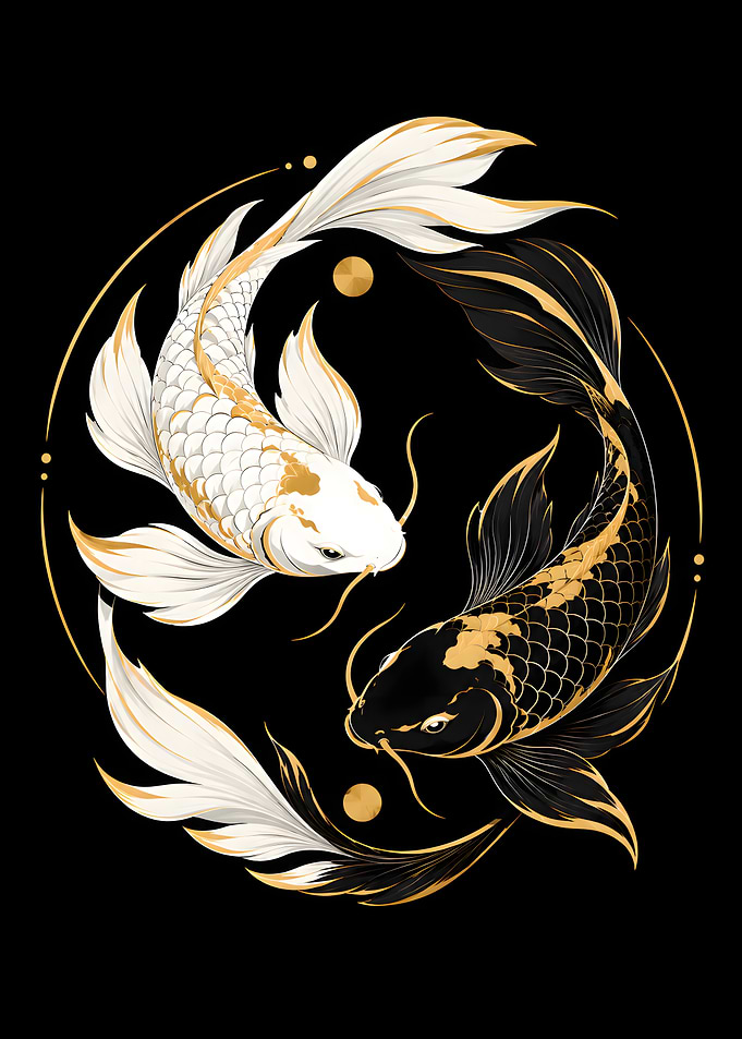Yin Yang Koi Fish Illustration