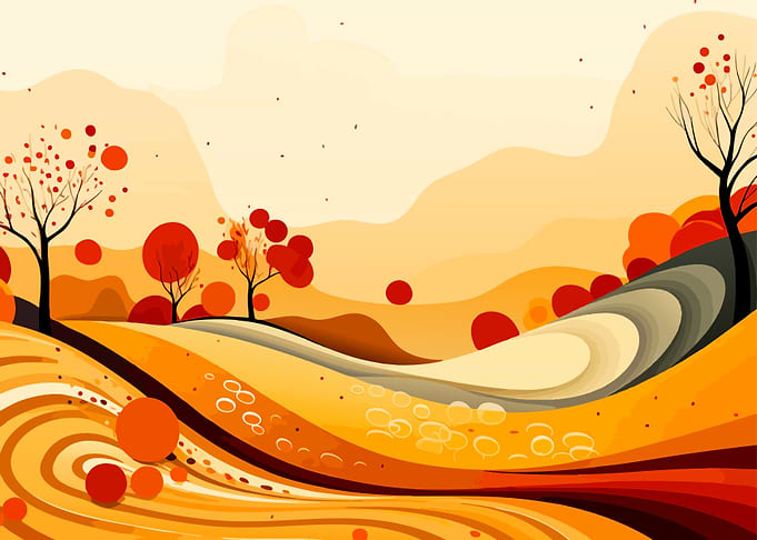 Abstract Autumn Landscape Illustration