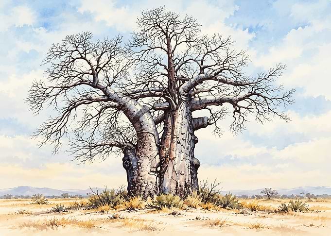 Majestic Baobab Tree in Savannah