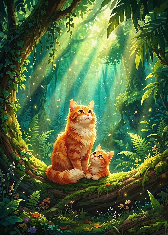 Ginger Cats Forest Magic Art Poster