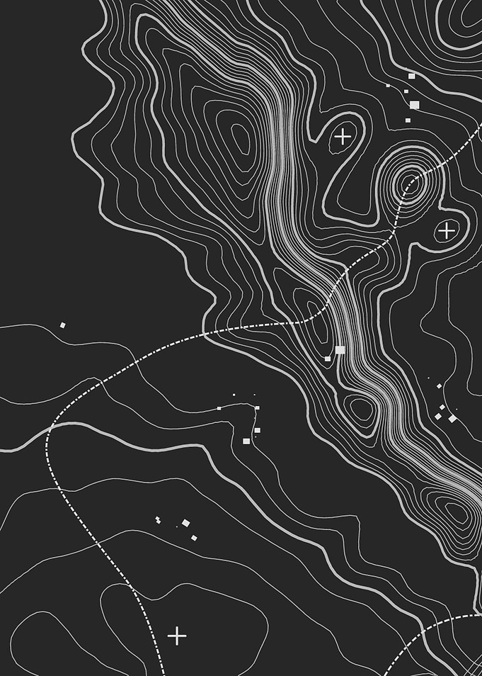World Minimalist Topographic Map Contour Lines