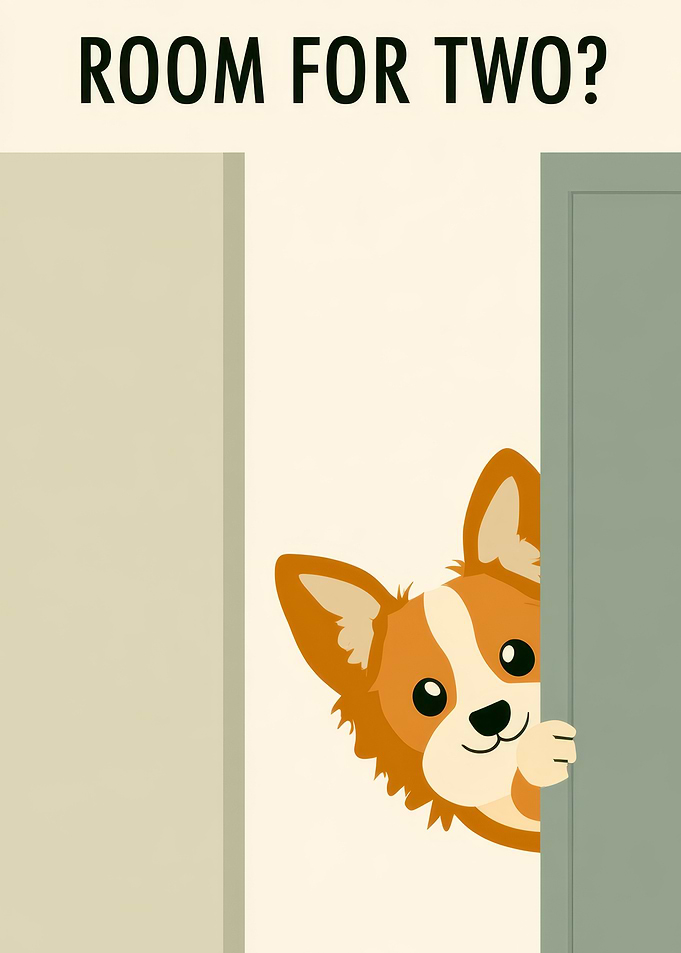 Cute Corgi Peeking Through Door