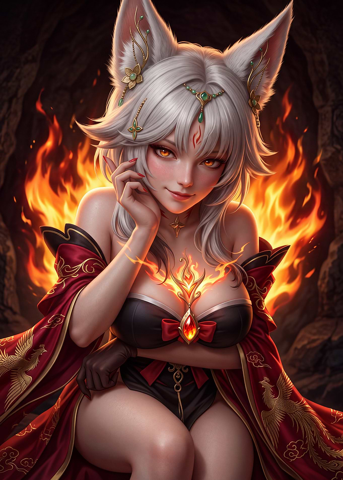 Fire Fox Girl Fantasy Portrait