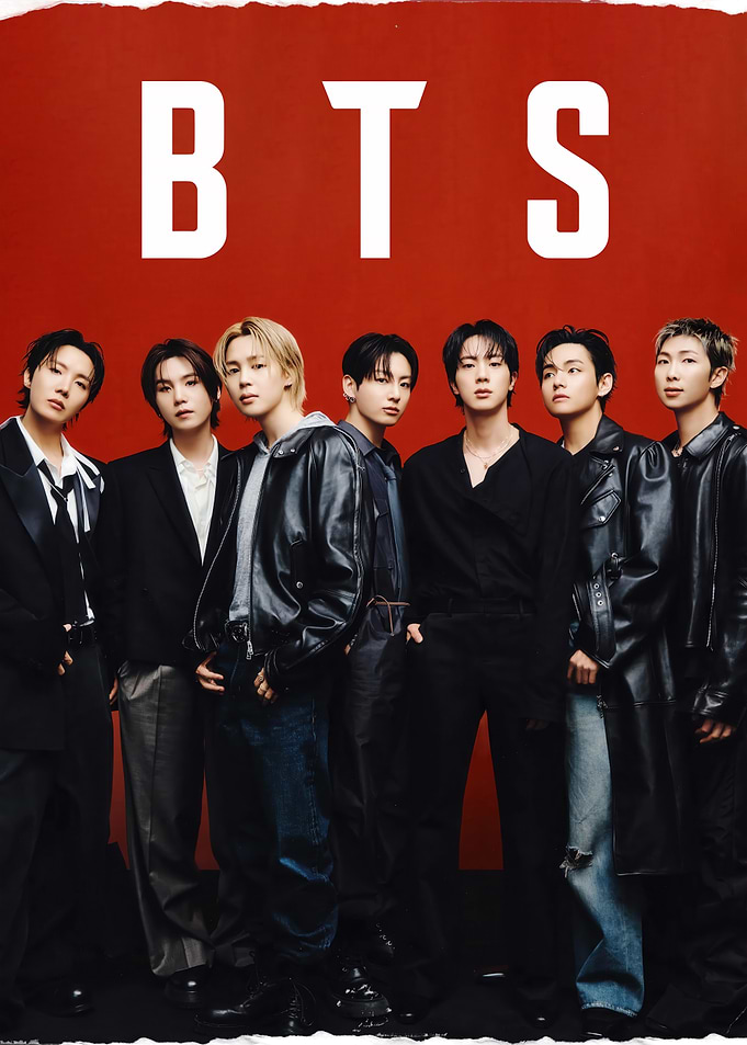 BTS Group Portrait Red Background