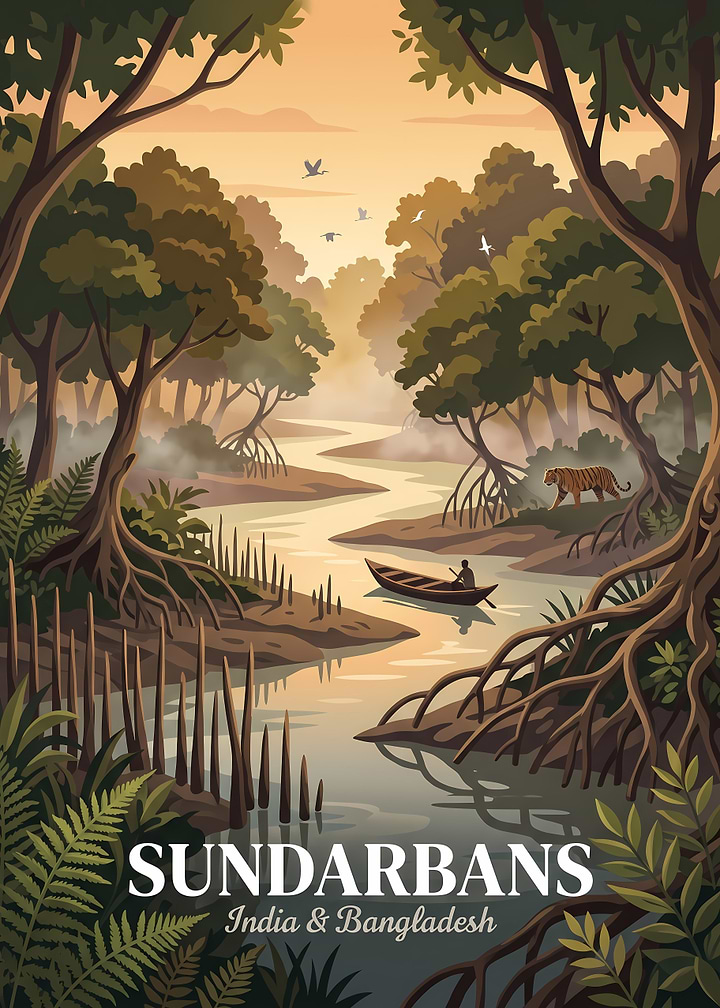 Sundarbans Mangrove Forest Travel Poster