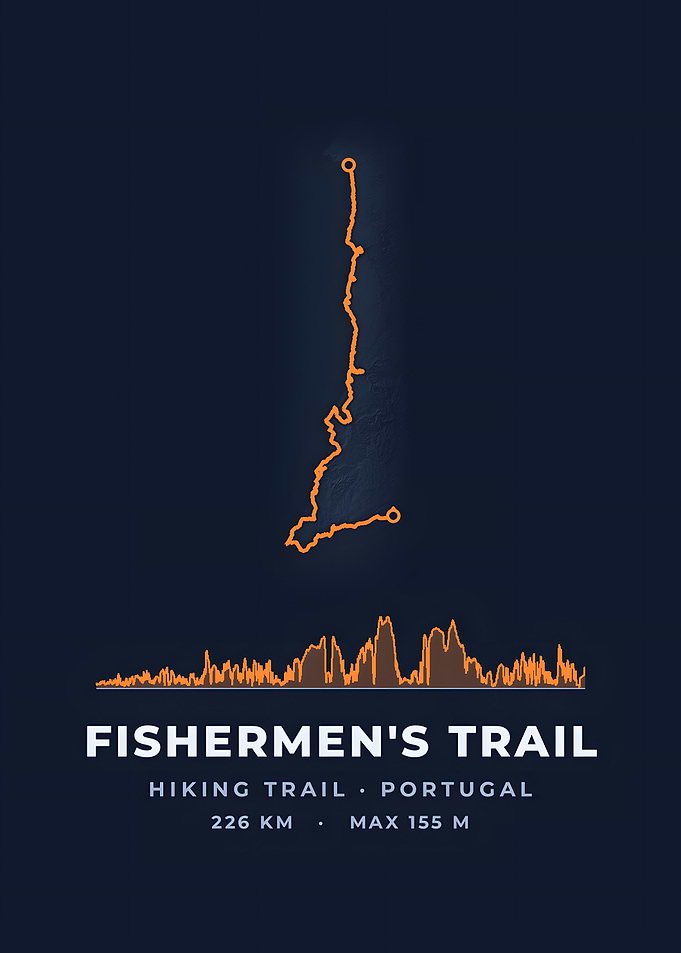 Fishermen's Trail Hiking Trail Map Midnight Blue Print