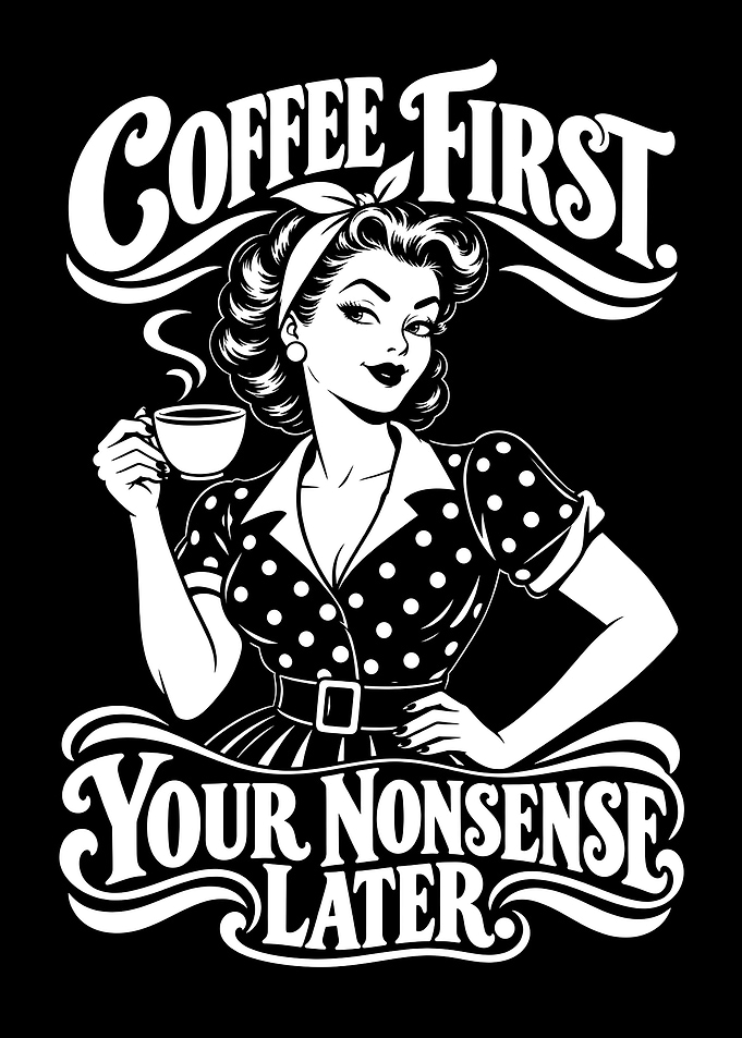 Coffee First Retro Pin-up Poster