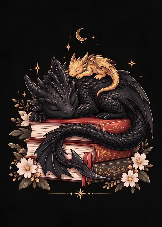 Sleeping Dragons on Stacked Books