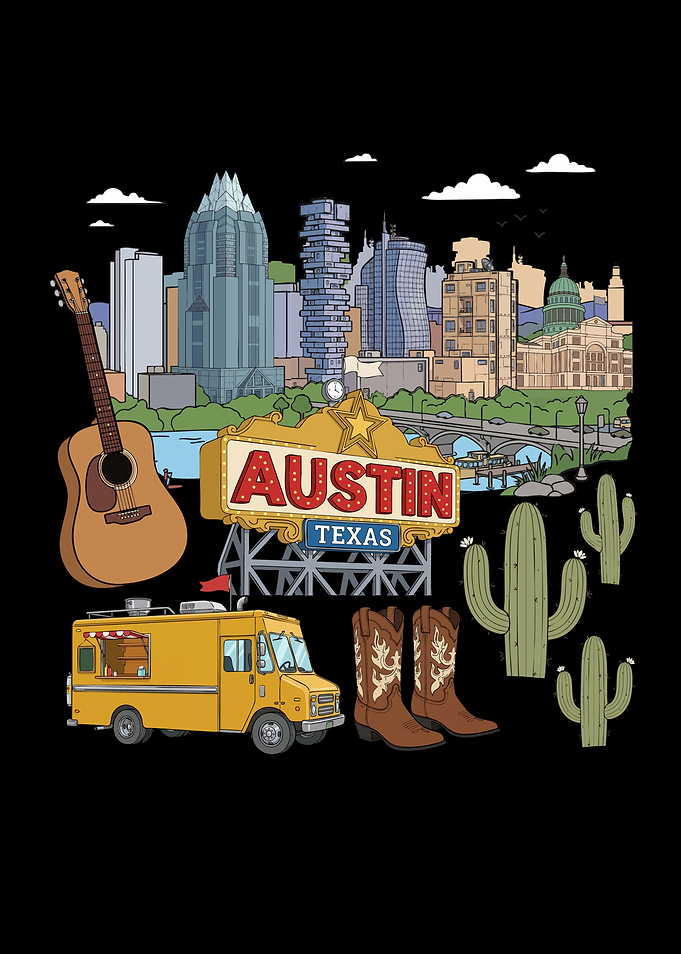 Austin Texas City Skyline Illustration