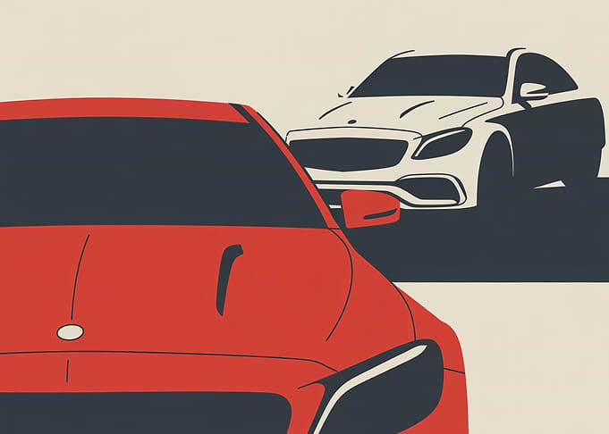 Minimalist Red and White Car Illustration