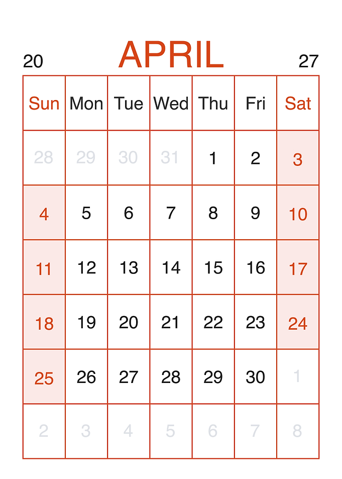 Minimalist April 2027 Calendar Page