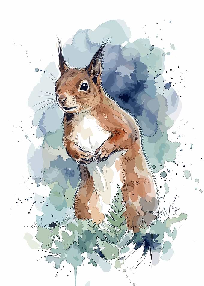 Watercolor Illustration of a Squirrel