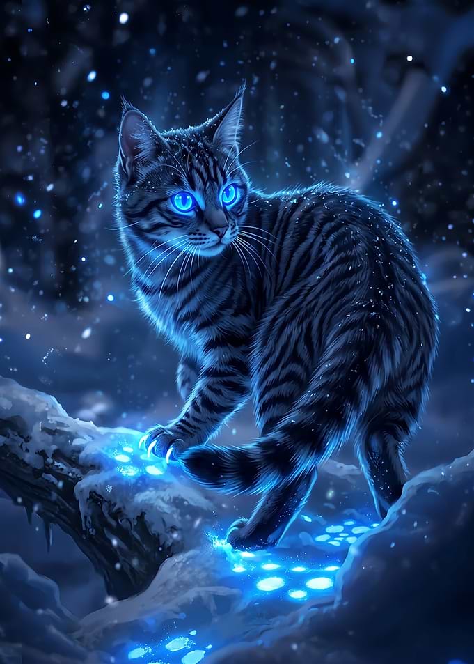 Glowing Blue Eyed Tabby Cat