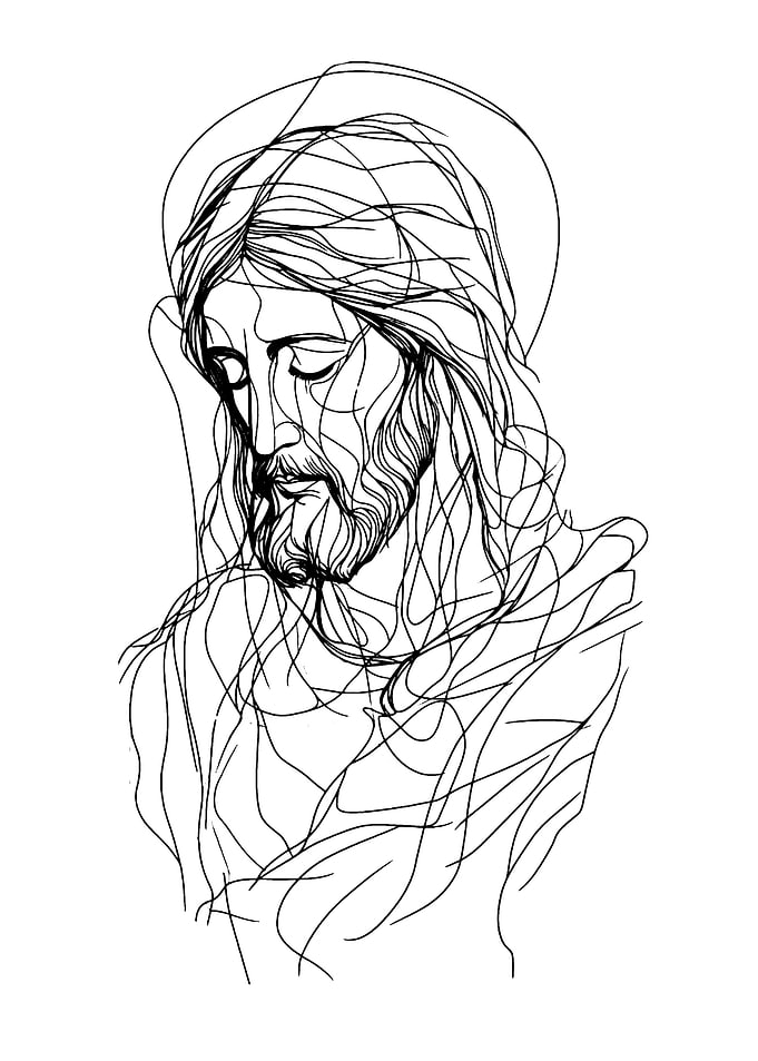 Line Art Portrait of Jesus